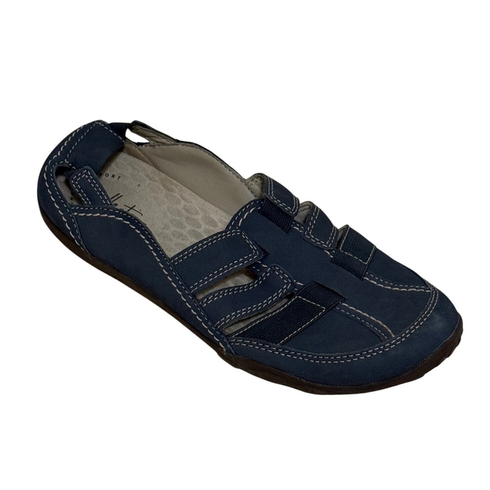 Clarks Women Flats 9.5 Blue Ultimate Comfort Slip On Nubuck Casual Gorpcore Casu